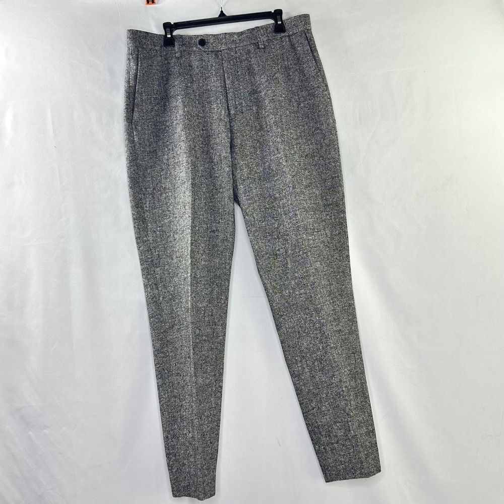 Banana Republic 34x34 Tailored Fit Grey Wool Blend Tweed Trousers Academia Work